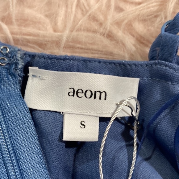 NWOT AEOM Blue Textured Ruffle Tiered Maxi Dress sz S - Picture 6 of 9